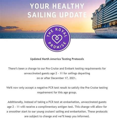 royal caribbean unvaccinated testing